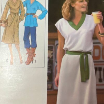 1980s Simplicity 8570 Misses Pullover Dress Tunic Belt 8 – 12 Knits Cotton