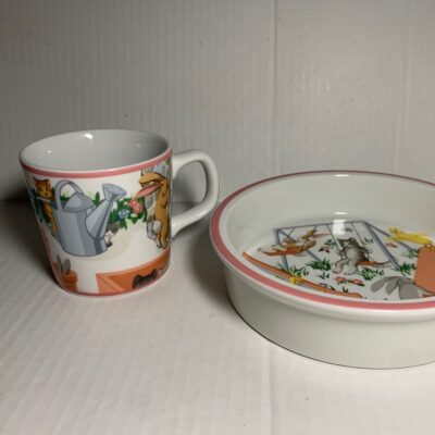 Vintage Tiffany & Co child Dish Set Playground Bowl & Cup Set Made in Japan