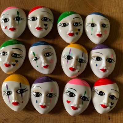 Vintage Mardi Gras/mime/painted face magnets set of 12