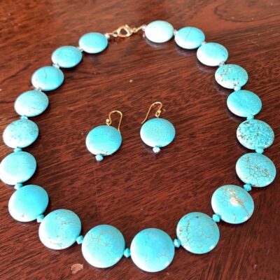 Vintage Genuine Turquoise Necklace and Earring Set