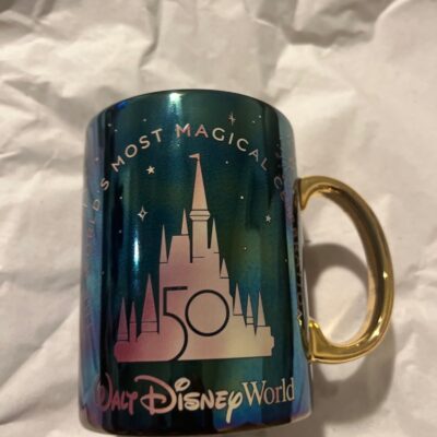 Disney World 50th Anniversary Grand Finale Celebration EARidescent Black Mug NEW