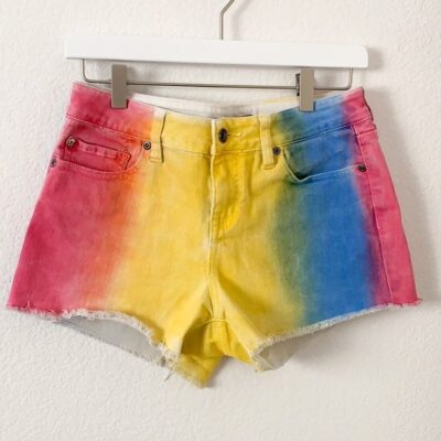 Black Heart Tie Dye Low Rise Jean Shorts