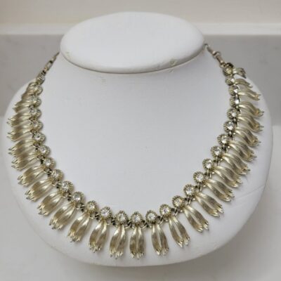 Vintage Lisner Necklace, Clear Rhinestone & Gold Toned, Neck Enhancer Necklace