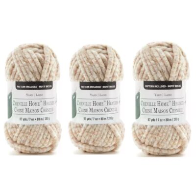 Chenille Home Heather Yarn by Loops & Threads. 3 full Skeins