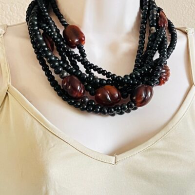 VTG Statement Necklace Massive Runway Collar beaded Monies Style Multi toggle