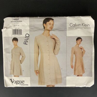 Vogue 1507 Calvin Klein Dress Size 12 14 16 Easy Designer Sewing Pattern UNCUT