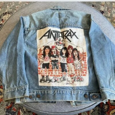 VERY RARE Vintage Anthrax patch Levi Denim Jacket Sz M, 1988 State of Euphoria