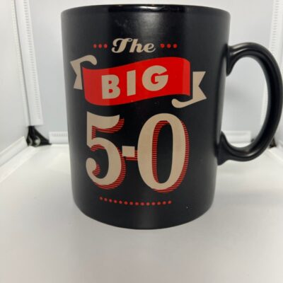 Hallmark’s XXL size “The BIG 5-0” mug