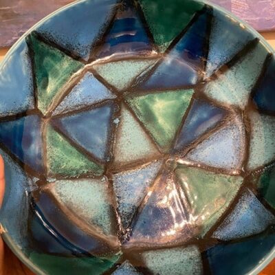 MCM 1960’s Aldo Londi Blue Vetrata Bitossi Pottery Bowl