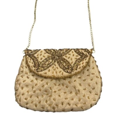 Handmade Beaded Vintage Gold Snap Purse