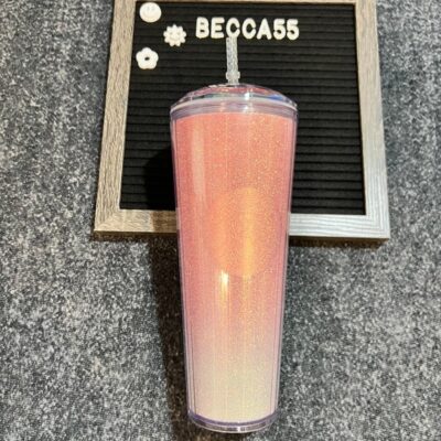 BNWT Pink and White Glitter Dome Tumbler