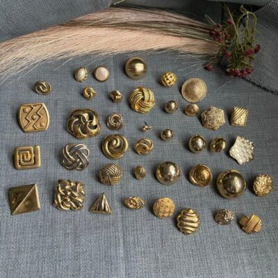 Vintage- 38 Single Gold Tone Button Style & Figural Earring Lot