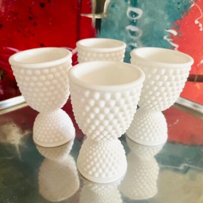 Vintage Westmoreland Milk Glass American Hobnail Egg Cups