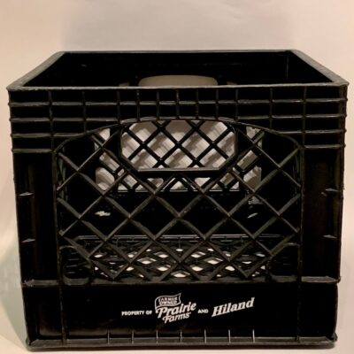 Farmer Owned Prairie Farms and Hiland Dairy Black Plastic Milk Crate 13”x13”