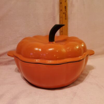 AKS Artisanal Kitchen Supply 2 qt enameled cast iron pumpkin casserole pot