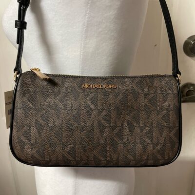 Michael Kors Jet Set Brown/Blk MD Pouchette