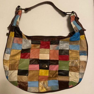 Hara Vintage Patchwork Leather Colorful Purse Boho Hobo