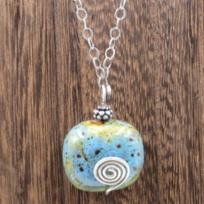 18″ Swirl Blue Green Stone Necklace