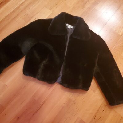 VINTAGE FAUX FUR CROP JACKET S