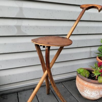 1939 Vtg New York World’s Fair Kan-O-Seat Cane Folding Carry Chair Wood USA