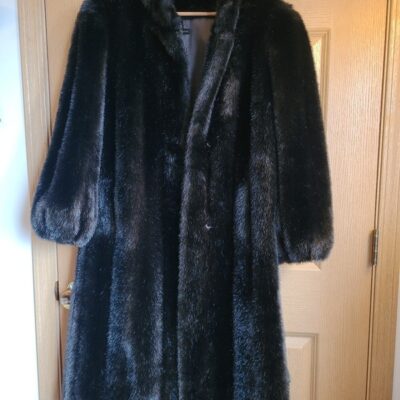 Faux Fur Coat Women Size M Dark Brown