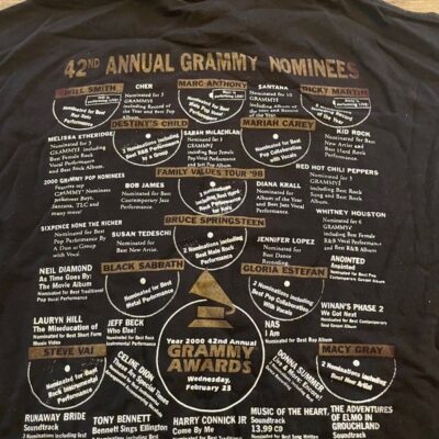 Vintage 90s 42nd Grammy Awards Nominees 2000 Shirt Hip Hop Rock Rap band concert